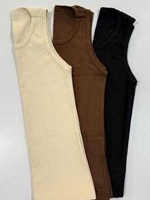 Kit 3 Premium American Gringa Ribana Style Street Tank Top Father's Day Gift - Đen, nâu và be - Xem 1