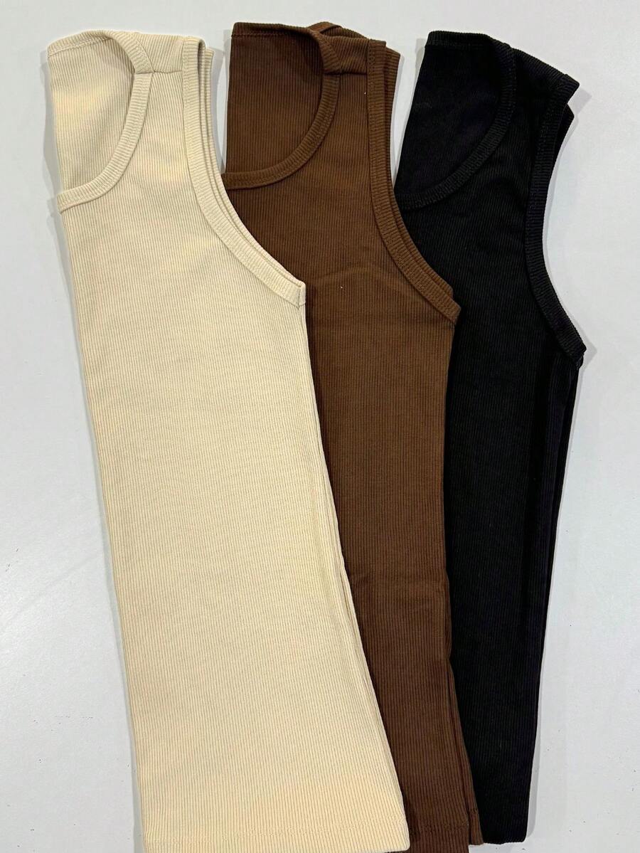 Kit 3 Premium American Gringa Ribana Style Street Tank Top Father's Day Gift - Đen, nâu và be - Xem 1