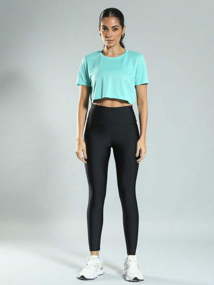 FITNATION Women's Fitness Cropped T-Shirt With DRYFIT Technology And Short Sleeves, Ideal For All Sports. - Water Green - View 4