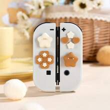 Buttons Sticker Joystick Cover Caps, Cross DPad Button Caps Silicone Thumb Grips Set Compatible With Nintendo Switch/OLED Controller Star Baby - 咖啡棕 - 查看 8