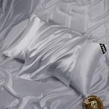 Summer : Silky Satin Pillowcases (1 Pair) – Ultra-Smooth, Breathable, 9 Elegant Hues For Skin & Hair Care - 白色 - 查看 2