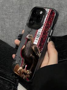 凶猛动物防震单件装红色条纹老鹰图案哑光防摔保护相机手机壳防水防刮生日礼物，国际版，非国内版 - 彩色 - 查看 3