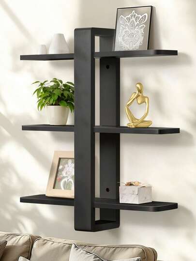 Zwevende planken voor aan de muur gemonteerde plankenkast, volledig van grenenhout, 3-laags, grote moderne plank van 20 inch voor slaapkamer, woonkamer, kantoor, badkamer, woondecoratie, opslag, planten, fotodisplay