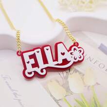 Colar com nome personalizado em acrílico, joia com placa de nome personalizada, colar com nome infantil, colar personalizado, placa de nome colorida em acrílico, presente para a mãe, preto, prata, dourado, elegante, colorido, vintage, simples, unissex, casual, fofo, personalizado, único, presentes ideais para ele, presentes ideais para ela, para ela, namorado, namorada, pai, mãe, família, amigos, para aniversários, para aniversários de casamento, para formatura, para baile de formatura, para festas, colares com palavras da moda personalizados, estilo casual chique de rua, glamour de Ano Novo - dourado - Ver 22