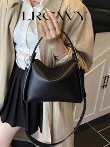 Women's Handbag, Fashion Minimalist Business Casual Tote Bag, Elegant Shoulder Bag, Black Bucket Bag - Black - View 3