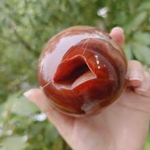 1 Stück Karneol Kristallkugeln mit QUARZ Einschlüssen, rote Achat Kristallkugeln, Kristall Dekoration, exquisites Urlaubsgeschenk - Verschiedenfarbig - Übersicht 5