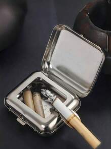 1pc Mini Metal Ashtray, Portable Pocket Ashtray, Outdoor Cigarette Accessories, Creative Car Ashtray