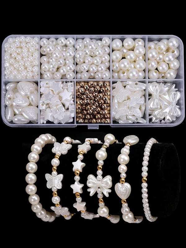 Kit de material accesorio DIY, juego completo de pulsera con cuentas, suministros de joyería con cuentas, cuentas de perlas falsas