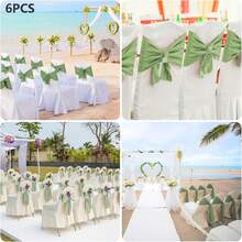 6/16pcs Blue Satin Bowknot Chair Sash, Universal Chair Ribbon DIY Backstrap, Suitable For Wedding, Party, Reception, Event, Banquet, Hotel, Home Chair Decor (7x108 Inches) - Multicolor - View 14