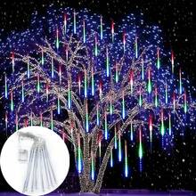 1pc 8-Tube Battery Powered LED Meteor Shower String Lights, 30cm, Bedroom Decor, Wreath Fairy Lights, Christmas & Halloween Decoration, Home Decor Lighting, Wedding Party Supplies, Batteries Not Included - Battery Box Meteor Shower - View 5