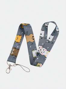 1条可爱猫咪手机挂绳，卡通黑白猫长丝带挂绳配件，无毛猫钥匙扣卡套挂绳，汽车配件包饰，学院哥特风Y2K包包配件挂绳，带证件夹，汽车配件包饰，圣诞礼物，送给老师、朋友、姐妹的礼物创意