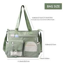 Big Crossbody Bags Women Ita Bag, Two Tone Square Bag,Street & Japanese Style Women Bag,Perfect For Outdoors,Travel & Back To School,Best Friend Birthday Gift, Shoulder Bag For School,Casual Daily Commuter Shopping Bag - 綠色 - 查看 7