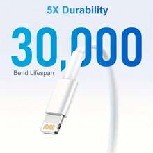 Durcord 3.28ft/6.6ft Charger Cable Lightning Data Cable, MFi Certified USB A To Lightning Charging Cable Compatible With IPhone 13 12 11 /Mini Pro XR Xs Max X SE 8 7 6 Plus/ IPad /Compatible With IPod/Compatible With AirPods - White