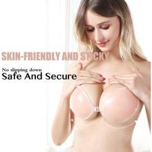 Summer Adhesive Bra Strapless Sticky Invisible Push Up Silicone Bra For Backless Dress With Nipple Covers Sticky Bras