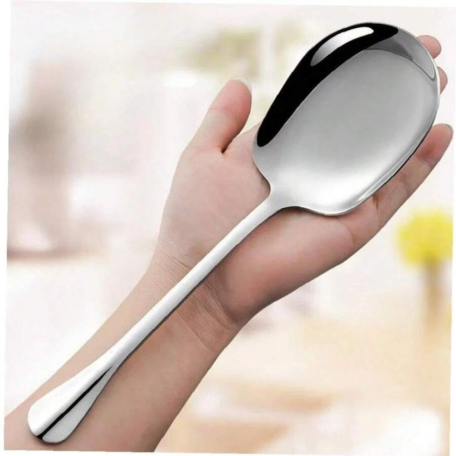 Juego de 3/2/1 cucharas de acero inoxidable, cucharas cuadradas de acero inoxidable, cucharas para sopa, gachas y arroz para platos dulces y salados, utensilios de cocina, cucharas de acero inoxidable, útiles escolares