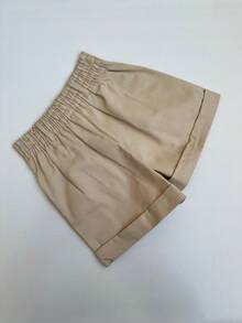 Women's Twill Shorts With Elastic At The Back. (Model With Twill Fabric That Does Not Mark) Simple Pocket - Màu be - Xem 3