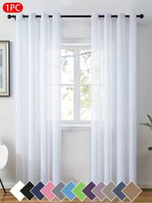 1 rèm voan voan trơn, vải polyester trong suốt mềm mại hiện đại tối giản, lọc sáng với sự riêng tư, thiết kế vòng trên, thích hợp cho phòng ngủ, phòng khách, ban công - Nhiều màu - Xem 8