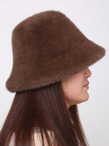 Herbst/Winter Plüschmütze für Damen, modischer warmer neuer flauschiger Fischerhut, vielseitiger einfarbiger Lässig Polyester windundurchlässiger Beanie Mütze für Herbstoutfits