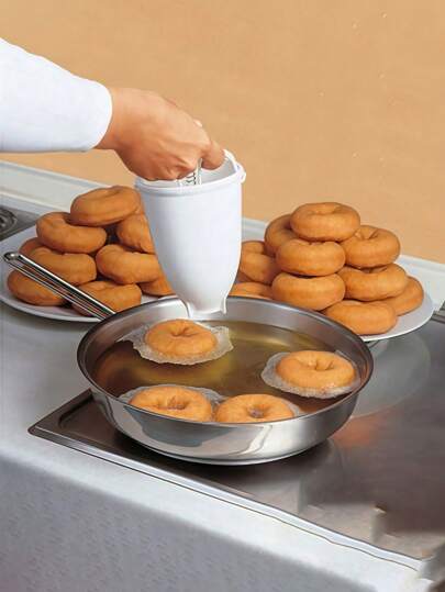 1pc White Donut Maker, Pp Material, Diy Baking Tool & Milk Squeezer, Kitchen Baking Supplies