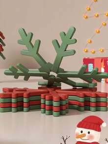 Posavasos con forma de árbol de Navidad de 4/8 piezas con soporte, posavasos de árbol para platos calientes, salvamanteles plegables de árbol para tetera/sartenes calientes, posavasos duraderos, decoración de mesa festiva y funcional