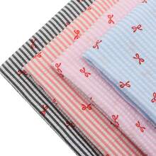 1pc 57.08x19.68inch Bowknot Pattern Print 100% Polyester Stripe Fabric, 59.08x19.68 Inch Precut Fabric, For Party Decorations, And Craft Projects, Hair Ties, DIY Quilting & Sewing, Patchwork, Backdrop Fabric | Bowknot Pattern - Multicolor - View 2