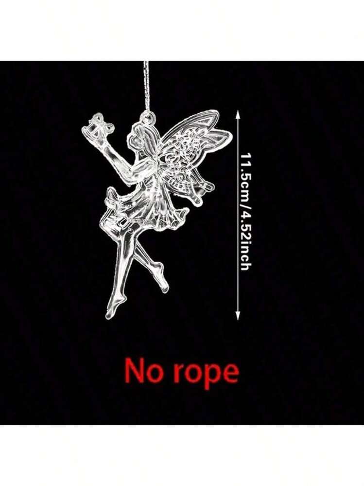 5pcs Acrylic Crystal Prism Pendant, 2D Hanging Decorative Pendant, For Wedding Decor, Balcony And Garden Shimmering Suncatchers, Acrylic Christmas Angel Ornaments, Christmas Angel Wing Pendant, Angel Gift Design Hanging Decor, Suitable For Christmas Tree, New Year, Birthday, Wedding, Christmas, Christmas Atmosphere Decor, Christmas Decoration (No Rope) - Multicolor - View 2