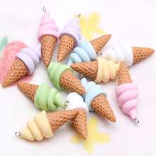 6pcs/Pack Resin Imitation Cute Ice Cream Pendant For DIY Earrings, Necklace, Keychain, Wholesale Jewelry Components - Various Styles - View 12