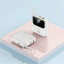 10000mAh Portable Charger Mini Power Bank, 120W Super Fast Charging Portable Mobile Phone Charger With Built-In Cable (USB-C Output Cable), LED Display Mobile Phone Travel Battery Pack, Suitable For IPhone, Suitable For Samsung, Suitable For Android And Other Travel Essentials, Back To School Essentials, Perfect Gift, Fashion Design - White - View 9
