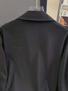 女士系带纽扣衬衫 - 纯色系带长袖衬衫领 | 适合春、秋、冬三季穿着 - 黑色 - 查看 9