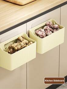 1 pieza Caja de almacenamiento montada en la pared para cocina y baño con función de drenaje, estante de almacenamiento montado en la pared, cesta colgante para pared de cebolla, jengibre, ajo y condimentos, sin necesidad de taladrar, organizador de baño y cocina para el hogar, adecuado para almacenar cebollas, jengibre, ajo, líquido lavavajillas, cepillo, esponja, limpiador, peine, tijeras, champú, pimienta, aceite de cocina, gel de baño, limpiador facial. - Multicolor - Ver 8
