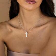 Cross Necklace For Women, Dainty 18K Gold Plated/Sterling Silver Small Cross Pendant Necklace Simple Gold Cross Necklaces For Women  Faith Jewelry Gift2025 - 經典十字銀 - 查看 9