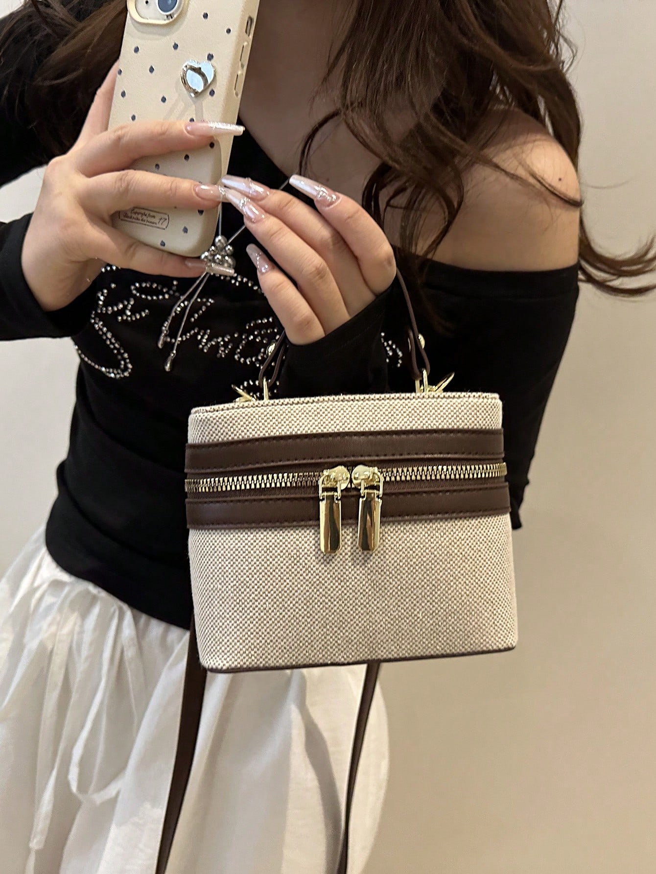 حقيبة يد صغيرة بلوك لوني عتيق بسيط، حقيبة كتف للنس...