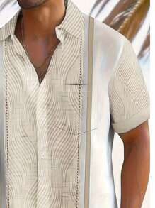 D2472 Cross-Border European And American Style Printed Men's Short Sleeve Shirt, Casual Plus Size Slim Fit Shirts