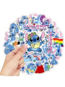 50/100PCS Optional Disney Officially Licensed Stitch Cute Cartoon Style Lilo & Stitch Sticker Decoration DIY Sticking Notebook Mobile Phone Case Gift Wrapping Party Decoration Cute And Childlike PVC Material Cartoon Patterns Various Styles Children's Handicraft Festival Decorative Gifts Christmas Halloween