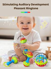1 pezzo/2 pezzi/3 pezzi Giocattolo martello a campanello per bambini, con simpatica faccia sorridente, set combinato, martelli a campanello a singola e doppia testa, palla di addestramento, puzzle per bambini, giocattolo calmante per il sonno precoce, interazione genitore-figlio, generazione di musica, formazione all'ascolto, festival, compleanni, regali per feste, interazione per bambini, Montessori, è un set di giocattoli molto divertente e perfetto per bambini e bambine in età prescolare