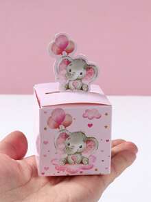 24个粉色小象主题婴儿派对礼品盒/糖果盒，可爱粉色小象图案性别揭晓派对礼盒，婴儿派对礼品包装，性别揭晓派对餐桌装饰糖果盒，一周岁生日礼盒，婴儿派对礼物，婴儿派对装饰品，性别揭晓派对餐桌中心装饰品，性别揭晓派对装饰品，生日派对拍照道具 - 粉紅色小象 - 查看 6