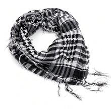 Bufanda militar de invierno para hombre y mujer, resistente al viento, estilo hijab musulmán, shemagh, chal táctico, keffiyeh árabe, bufandas de algodón de moda para mujer - Blanco y Negro - Ver 6