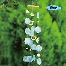 1pc Starfish Mirror Wind Chime, Artistic Wooden Shell Wind Chime, Home Window Sill Entryway Decor, Beach House Decor, Home Decor, Gift, Yard Garden Decoration, Christmas Decor, Christmas Ornament, Thanksgiving Christmas Gift - White - View 5