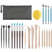 25pcs Air-Dry Clay Modeling Tool Kit Set, Suitable For Adults, Ceramic Polymer Clay Sculpting Pottery Tools, Pottery Crafts, Embellishment, Baking, Carving, Painting, Shaping, Molding