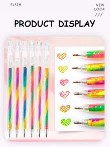 1 قطعة/6 قطع قلم جل بألوان متدرجة، (6 قطع/علبة) بألوان عشوائية، قلم دفتر بألوان متدرجة، قلم رسم غرافيتي بألوان قوس ، لمسة واحدة متعددة الألوان، قلم جل إبداعي جذاب للطلاب، قلم رسم غرافيتي DIY، قلم بألوان خاصة لبطاقات التهنئة للطلاب، مقاوم للماء وثابت اللون، كتابة سلسة، مناسب للغاية للرسم والتلوين.