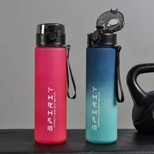 1pc 800ml Outdoor Casual Sports Water Bottle, Large Capacity Leak-Proof Sports Water Bottle With Markings - Lightweight Thermal Insulated Bottle, Leak-Proof Cap And Handle Suitable For Gym, Hiking, Travel, Outdoor Activities - Plastic Cup (Turquoise Blue, Pink, Black), Thermal Water Bottle, Gym Hydration Gear, Gradient Design, Portable Water Bottle