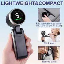 SULVGO 三合一便携式手持/涡轮风扇，5档风速强劲制冷，内置2*1800mAh电池和数字显示屏，可折叠USB/Type-C充电迷你风扇，适用于露营、旅行、室内和户外使用 - 彩色 - 查看 5