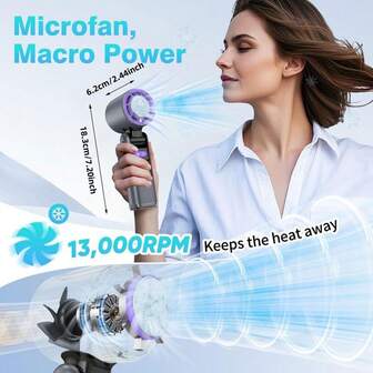 SULVGO 4000mAh Ventilador portátil de mano turbo, ventilador de mano recargable de 199 velocidades, ventilador de refrigeración por semiconductor, ventilador turbo multifuncional para actividades al aire libre, viajes, trabajo, ventilador personal, ventiladores de enfriamiento portátiles, mini ventilador portátil