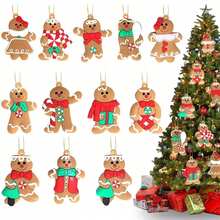 3/6/12pcs Gingerbread Man Ornaments: Add Sweet Ambiance To Your Christmas Tree Decorations! Christmas Halloween Thanksgiving Easter Gifts,Christmas Tree,Santa Claus,Christmas Decorations,Gingerbread House,Christmas Gifts Christmas Tree Hangings,Christmas Gifts,Christmas - Multicolor - View 5