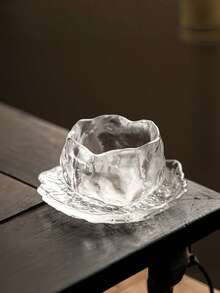 1 Set Minimalist Elegant Tea Art Matte Milk Glass Tea Cup & Saucer & Tea Tray, Refined Glassware Tea Set'