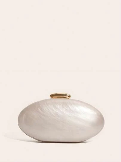 2025 Spring Fashion Wedding Clutch, Acrylic Glossy European & American Style Evening Handbag, Egg-Shaped Shoulder Bag, Customizable, Suitable For Crossbody Or Shoulder Wear, Perfect Match For Ball Gown Accessories, Ideal For Bridesmaid Dresses