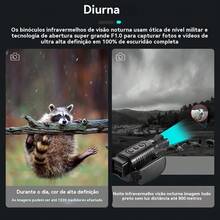 Monóculo de visão noturna para caça, acampamento e observação da vida selvagem, e câmera de vigilância IP54 à prova d'água com infravermelho de 7 níveis e visão noturna ajustável - Preto - Visão 2