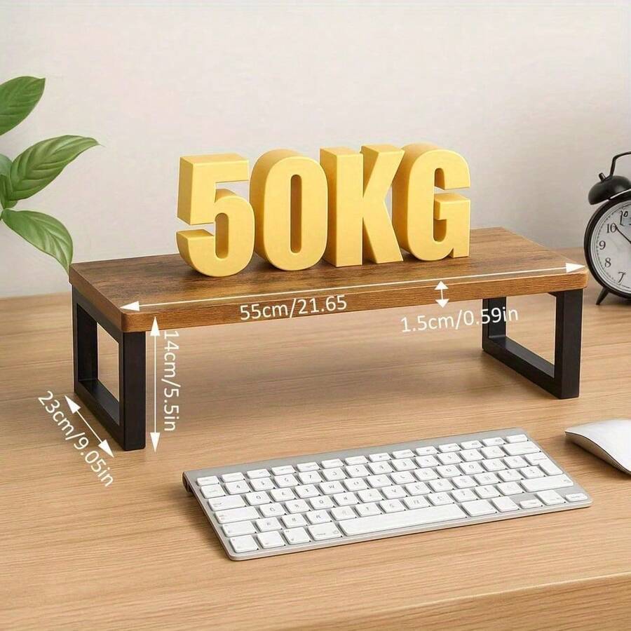 Vintage Monitor Stand Riser Desktop Storage Organiser Shelf 55 X 23 X 14cm For Notebook PC Printer Lift Stands - Variant - View 1