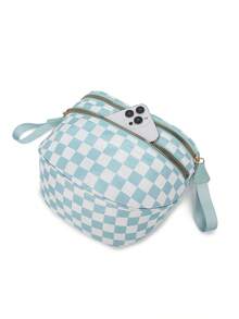 Classic Checkered Design Crossbody Bag–Matches Diverse Styles For Outings, Commutes & Leisure Time  Ample Space For Daily Errands, Casual Outings & Travel Adventures - 冰藍格子 - 查看 5