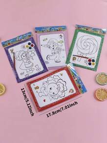 5/10 件儿童 DIY 水彩画板 - 创意绘画套装，含迷你水彩颜料和画笔，幼儿园水彩画着色早教绘画套装素描板手工艺绘画 - 彩色 - 查看 4